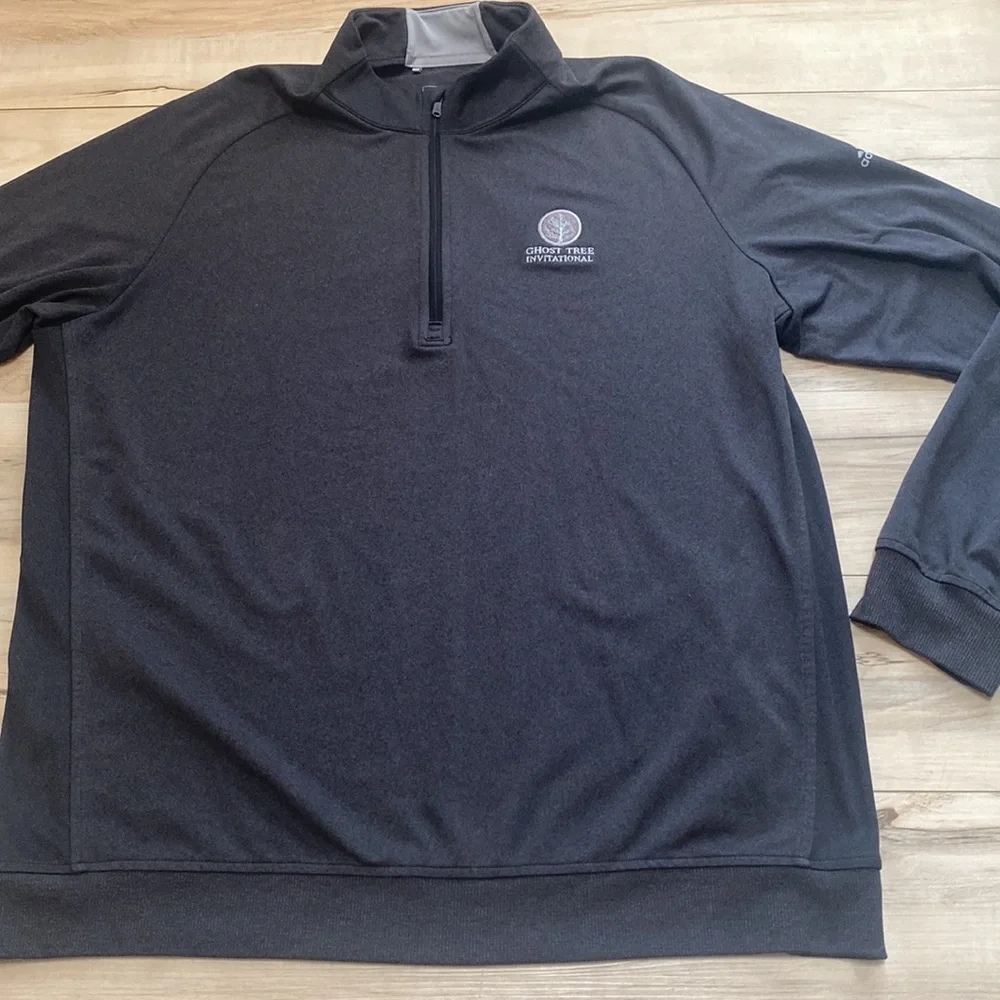 Adidas Mens L Golf Pullover. Grey. Ghost Tree Invitation Patch.